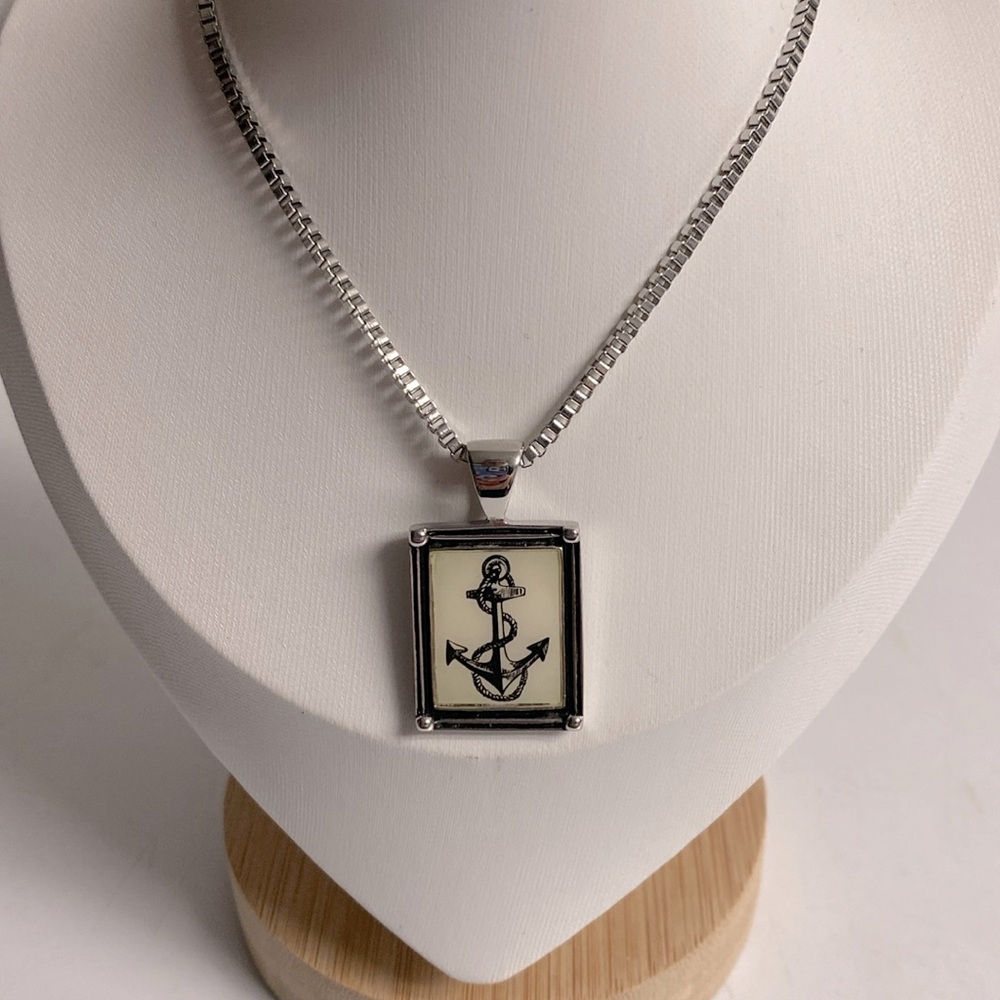 Stainless Steel Anchor Tattoo Pendant Necklace